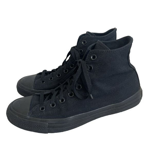 Converse All-Star High Top Sneakers Shoes All Black Unisex Mens 9 Womens 11 - Picture 1 of 16